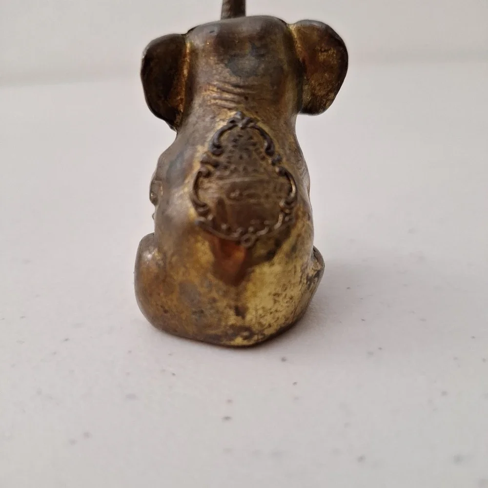 Vintage Small Brass Petina Sitting‎ Elephant Paperweight Figurine Decor